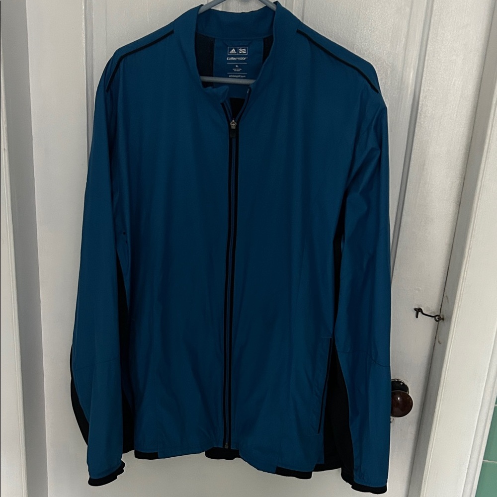 Adidas Men's Blue and Black ClimaProof Golf Windbreaker
